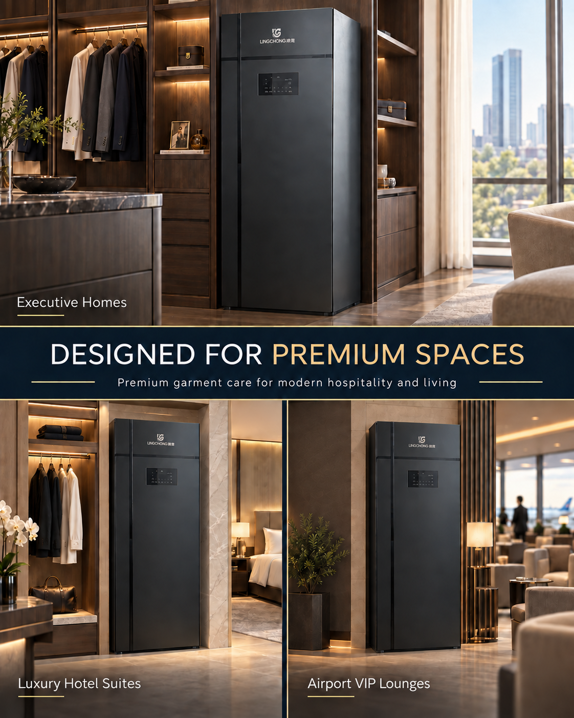 LINGCHONG garment care cabinet across premium application settings