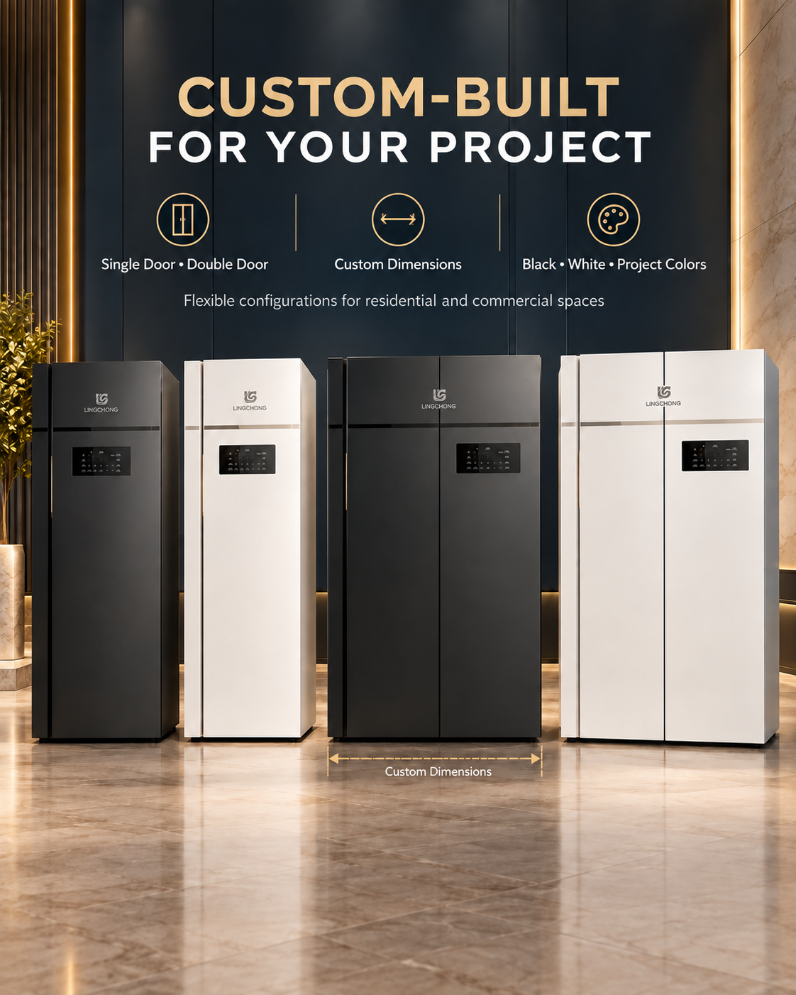 LINGCHONG single-door and double-door garment care cabinet configurations