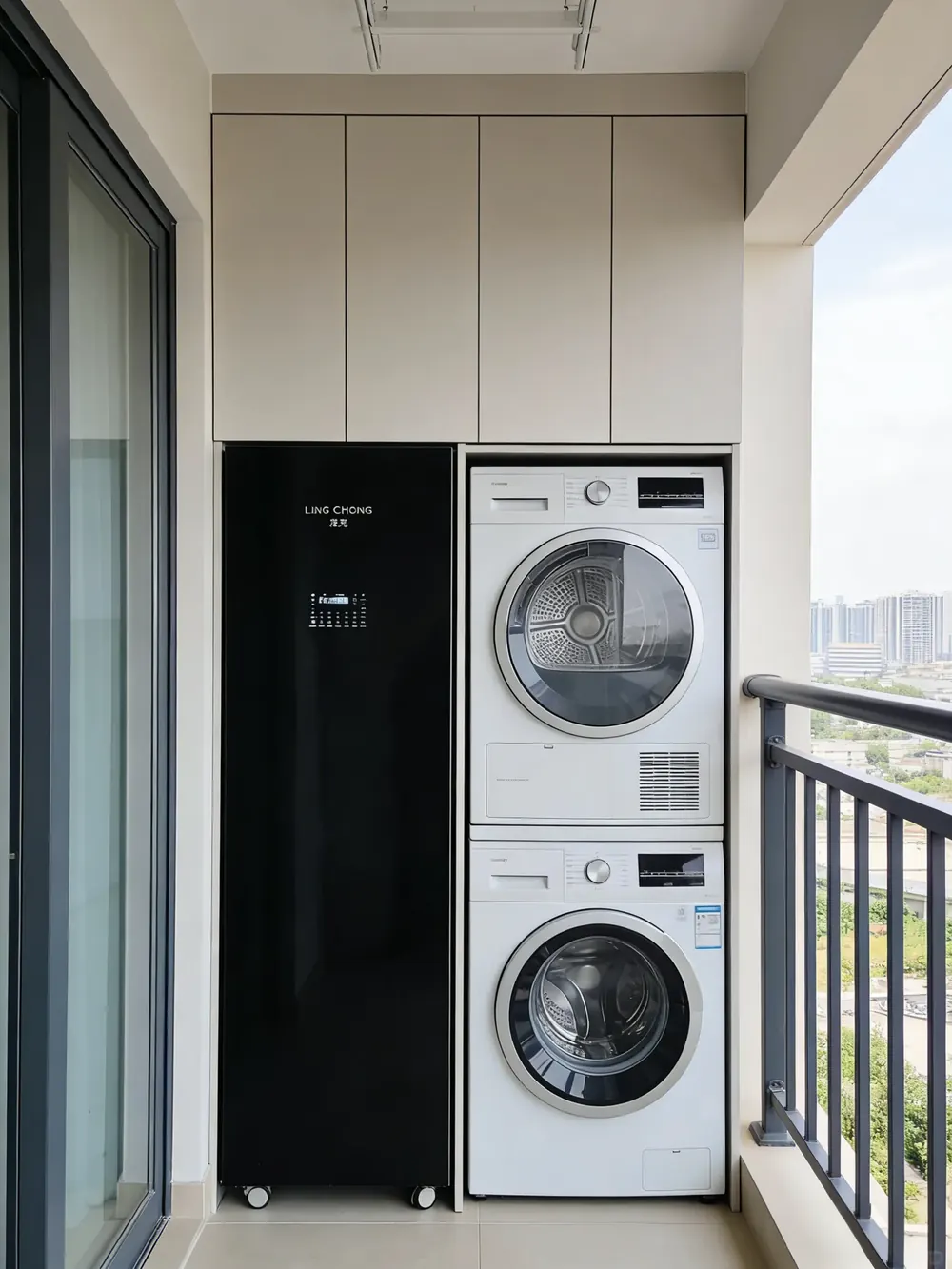 LINGCHONG WashDry Cabinet مركّب بجوار معدات الغسيل