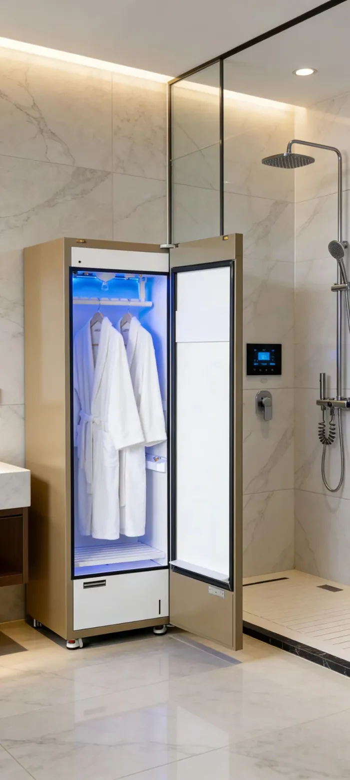 رداءا حمام معلّقان داخل LINGCHONG WashDry Cabinet